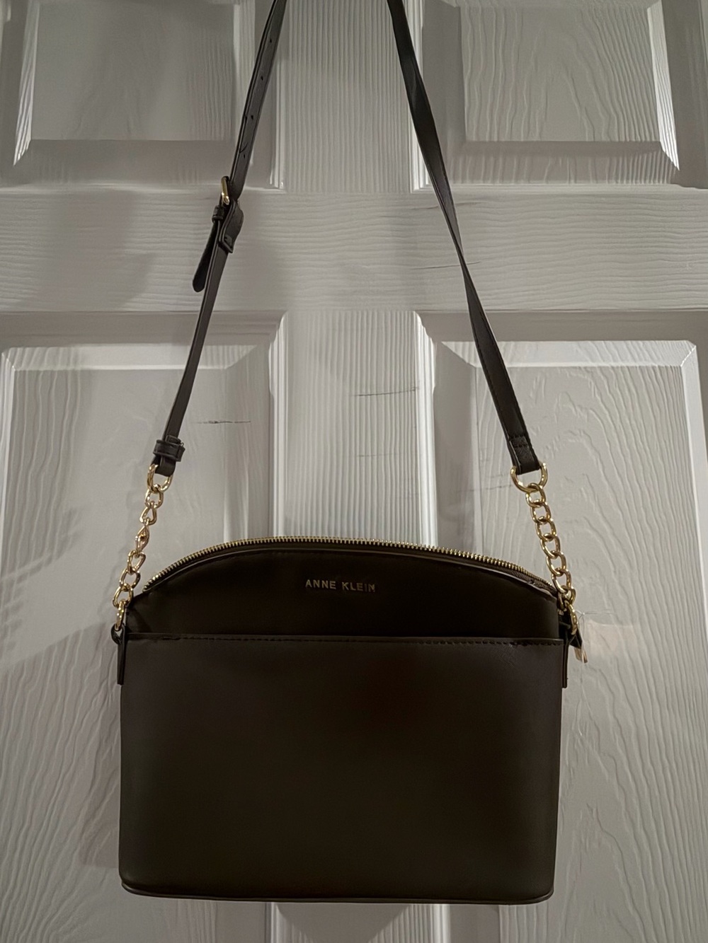 Anne Klein Black Crossbody with Gold Chain Trim
